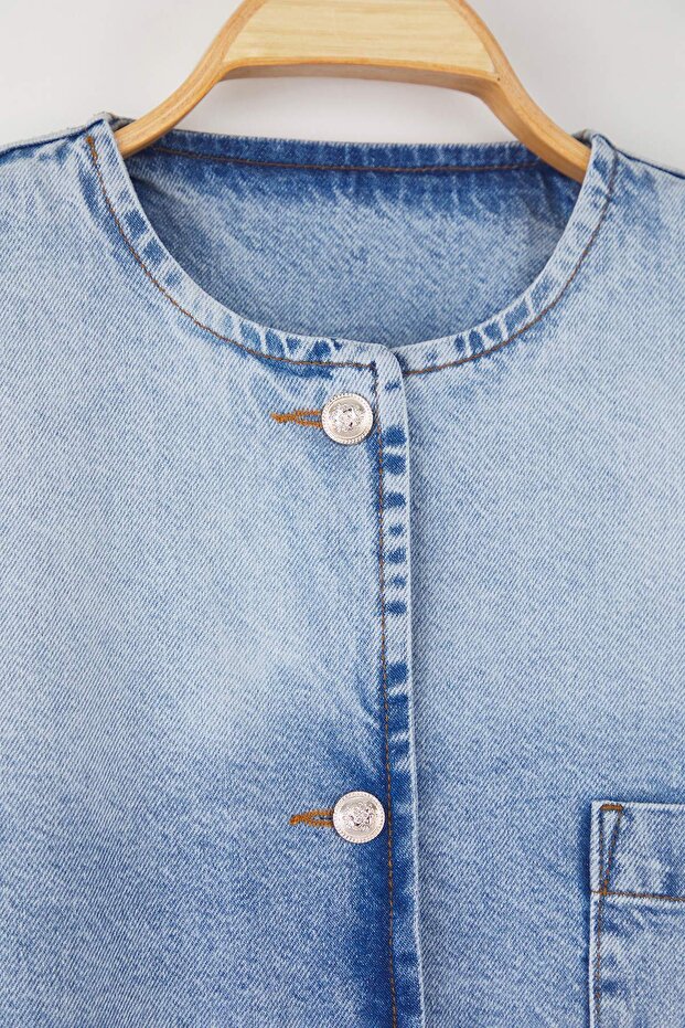 Mavi Bisiklet Yaka Oversize/Geniş Kalıp Denim Büyük Beden Ceket TBBAW26AG00002 - 6