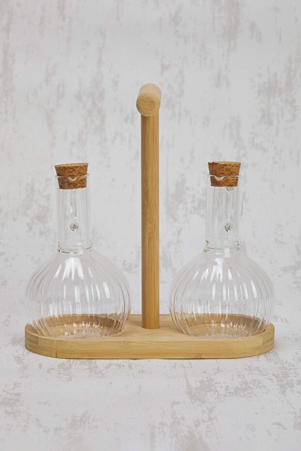 2'li Cam Ahşap Standlı Yağdanlık 300ml TPHSS25YAG00000 - 2