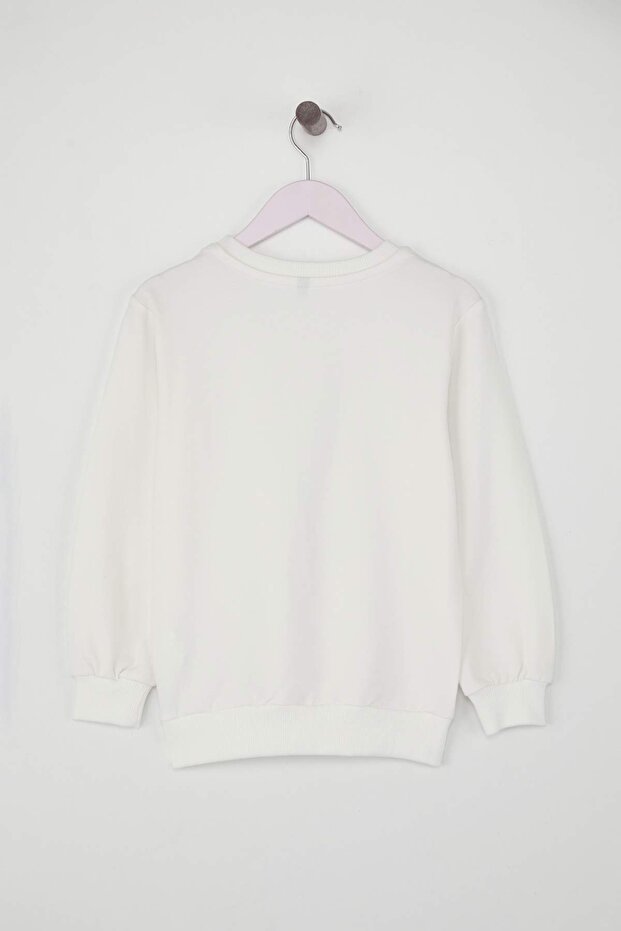 Gül Kurusu- Ekru 2'li Pamuklu Düz/Basic Kız Çocuk Örme Okul Sweatshirt TKDAW25SW00000 - 6