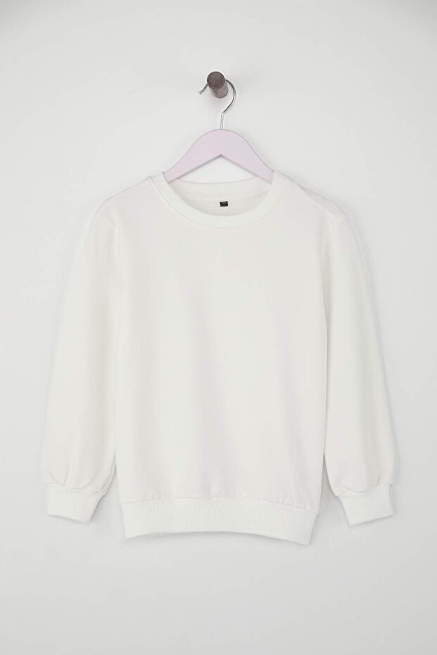 Gül Kurusu- Ekru 2'li Pamuklu Düz/Basic Kız Çocuk Örme Okul Sweatshirt TKDAW25SW00000 - 4