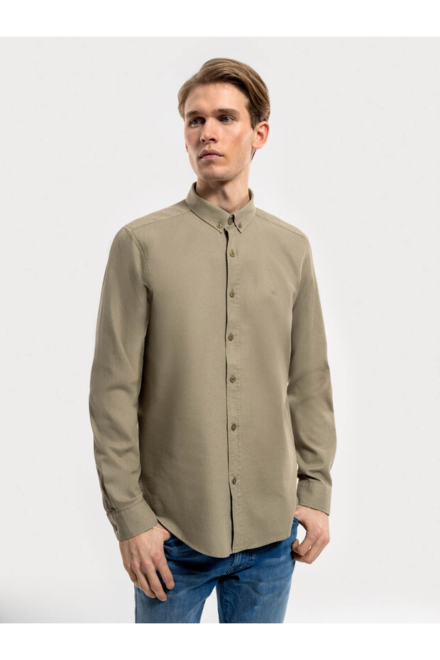 Light Khaki Men's Shirt Lf2030872