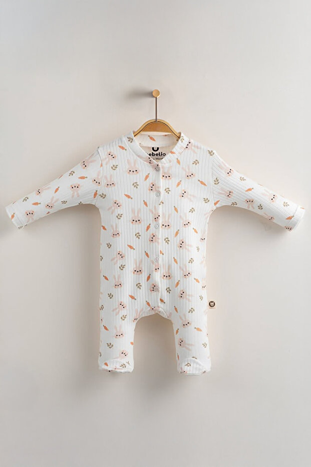 بذلة منقوشة على شكل أرنب مصنوعة من القطن بنسبة 100% - 1