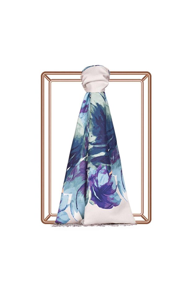 Awakening Patterned Silk Shawl 07133-Silver
