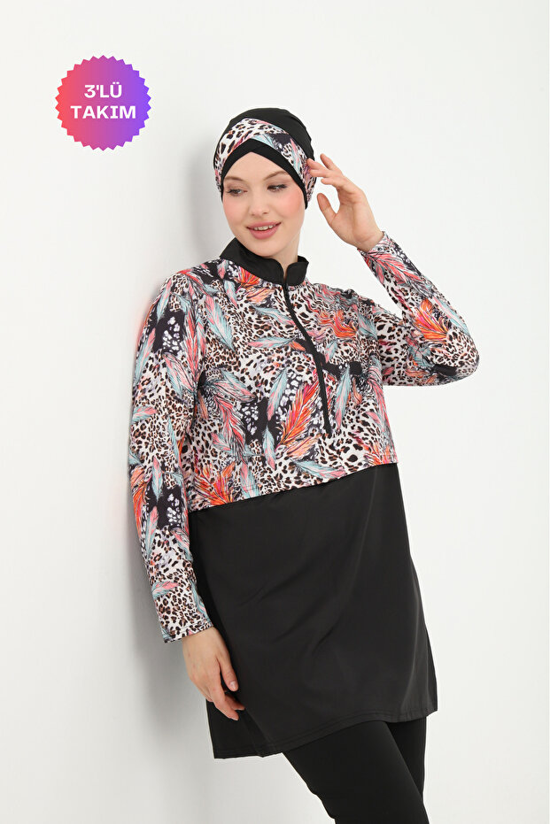 Water Repellent Quick Dry 3-Piece Fully Covered Hijab Swimsuit Set