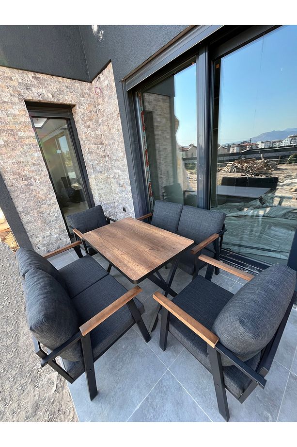 2 2 1 1 Yemek Masası ANTRASİT Bahçe Takımı Balkon Takımı Bahçe Seti Oturma Grubu Masa Seti - 3