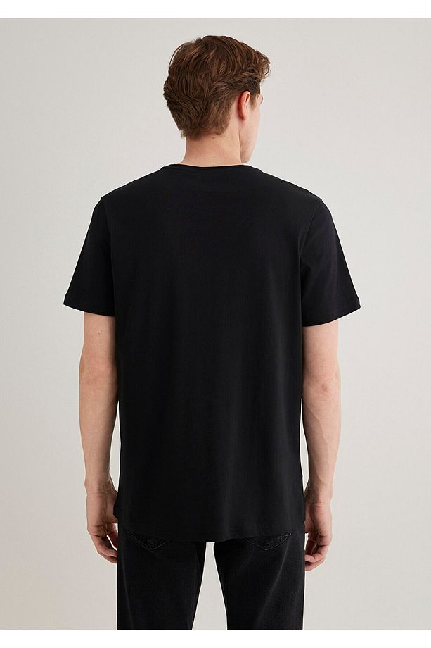 Siyah Basic Tişört Slim Fit / Dar Kesim 065574-900 - 4