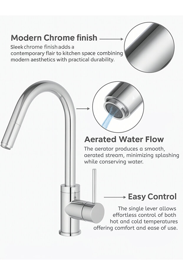 خلاط مطبخ قابل للسحب من الكروم - 3
