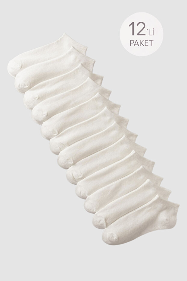 Unisex 12'li Basic Step Çorap Ekru - 1
