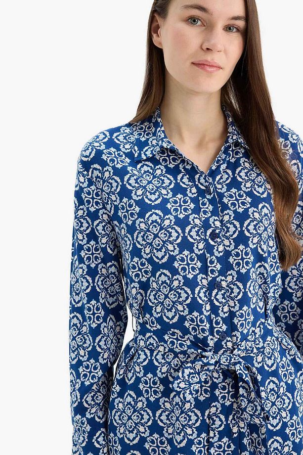 Relax Fit Desenli Viskon Uzun Kollu Tunik D9753AX25SM - 5