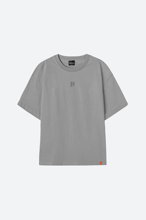 Eazy Basic Taş Gri Unisex Kabartma Baskılı Extra Oversize Kısa Kollu T-shirt - 2