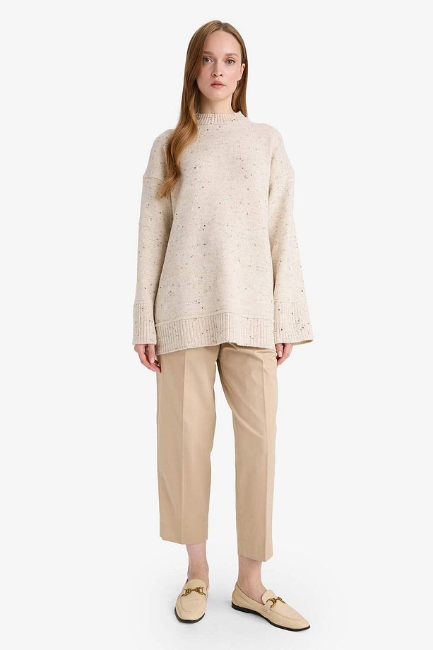 Loose Fit Bisiklet Yaka Triko Tunik F3242AX25WN - 2