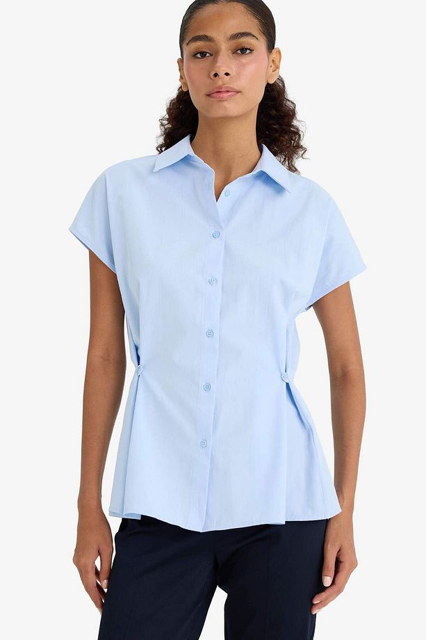 Fitted Poplin Kısa Kollu Gömlek F7313AX25AU - 3