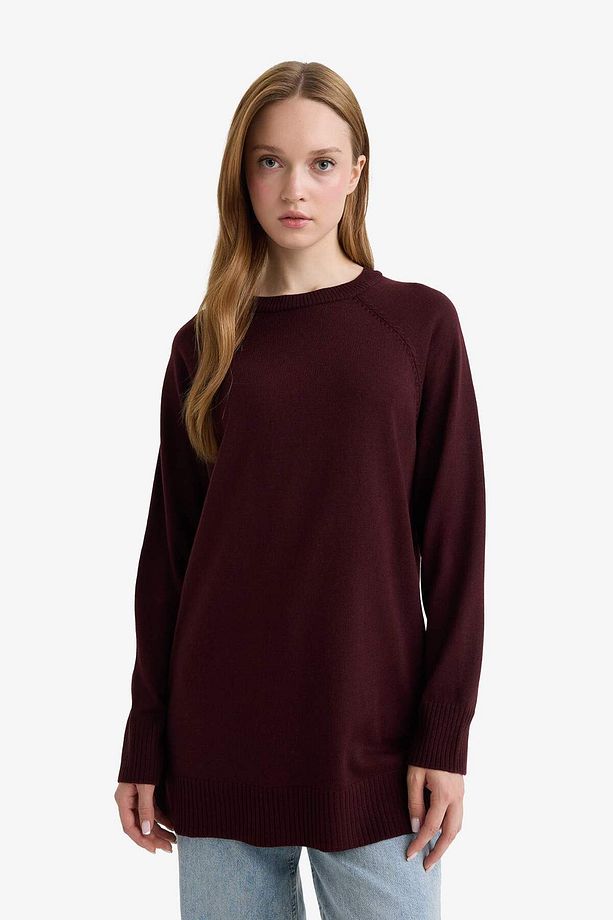 Regular Fit Bisiklet Yaka Basic Düz Uzun Kollu Tunik C4474AX25WN - 3