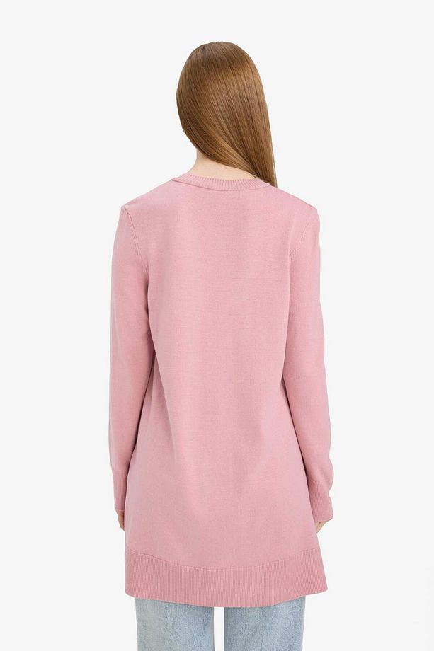 Regular Fit Bisiklet Yaka Yırtmaçlı Basic Düz Uzun Kollu Tunik H3431az25wn - 4
