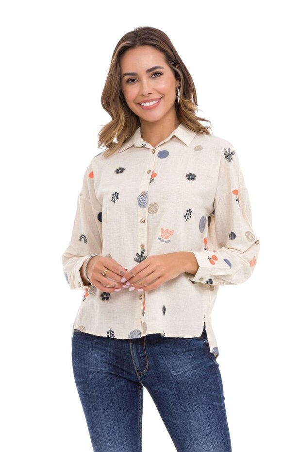 Wh130 Women's Shirt with Embroidery Detail