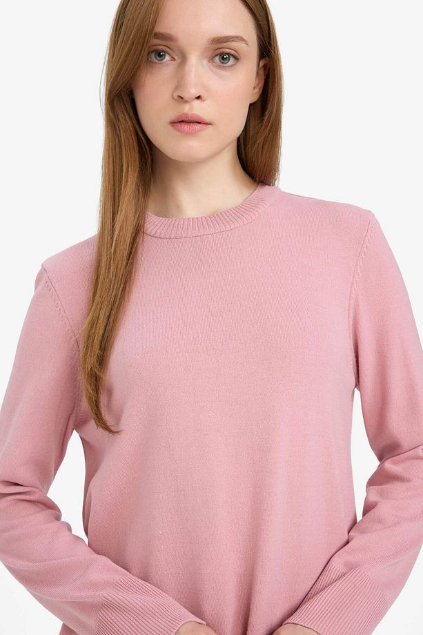 Regular Fit Bisiklet Yaka Yırtmaçlı Basic Düz Uzun Kollu Tunik H3431az25wn - 3