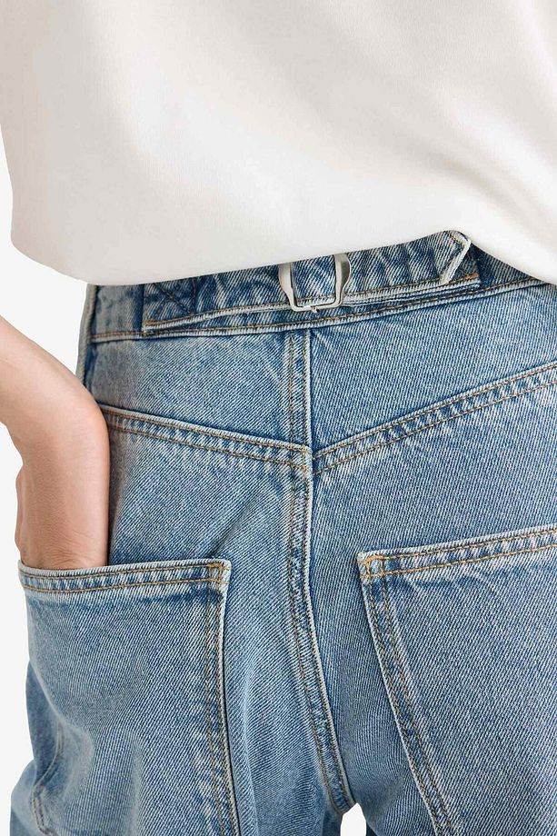 Baggy Fit Yüksek Bel Uzun Jean Yıkamalı Pantolon E9152AX25AU - 6
