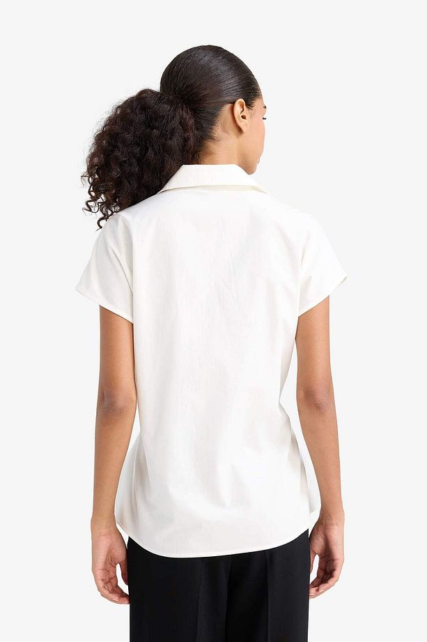 Fitted Poplin Kısa Kollu Gömlek F7313AX25AU - 4