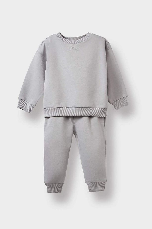 Erkek Bebek 2'li Takım Basic Düz Sweatshirt Eşofman Altı E8430A525AU - 1