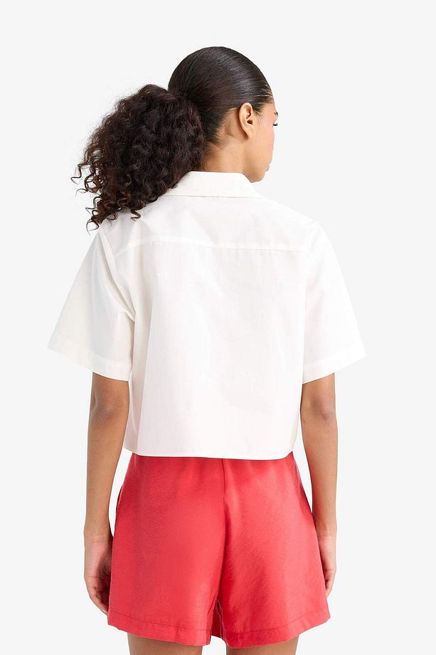 Regular Fit Poplin Kısa Kollu Beyaz Gömlek F8580AX25SM - 6