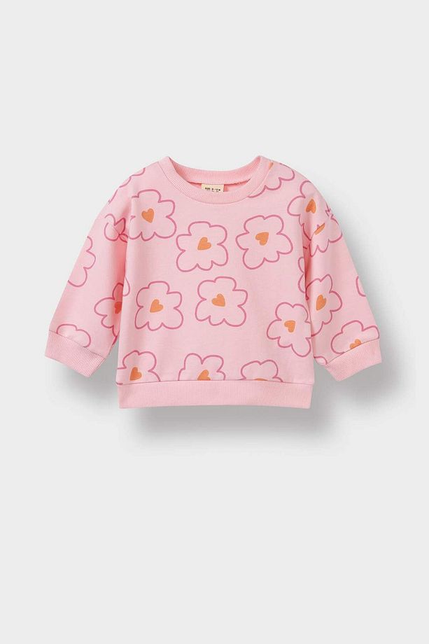 Kız Bebek 2'li Takım Çiçekli Sweatshirt İspanyol Paça Tayt F0514A525AU - 2