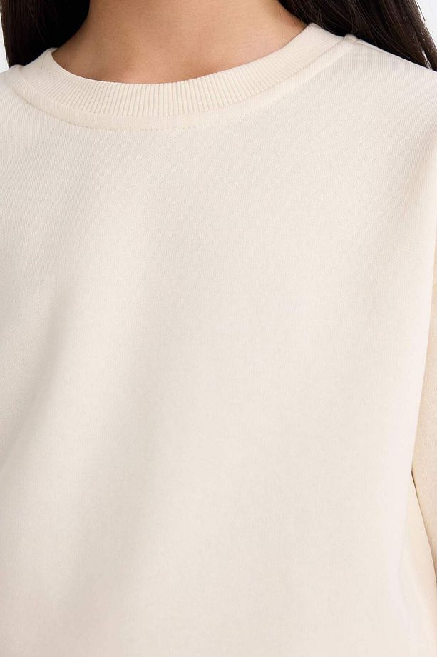 Kız Çocuk Relax Fit Bisiklet Yaka Basic Düz Sweatshirt A2797A825AU - 5