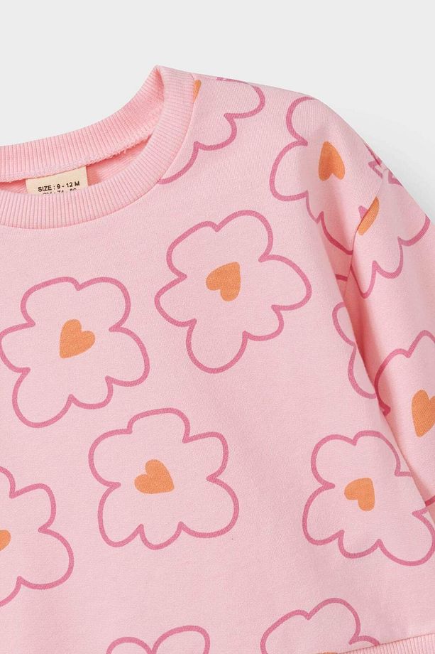 Kız Bebek 2'li Takım Çiçekli Sweatshirt İspanyol Paça Tayt F0514A525AU - 4