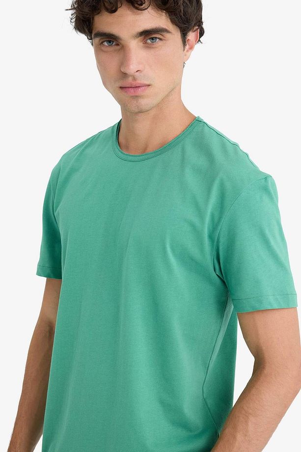 %100 Pamuk Regular Fit Bisiklet Yaka Kısa Kollu Ağır Kumaş Tişört D5481AX25SP - 4