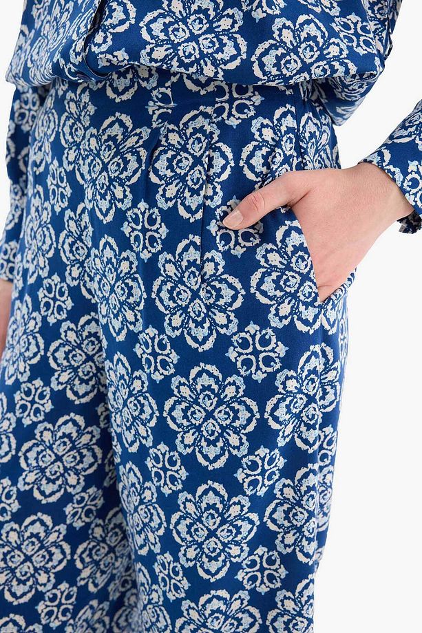 Wide Leg Geniş Bol Paça Desenli Viskon Pantolon D9757AX25SM - 4