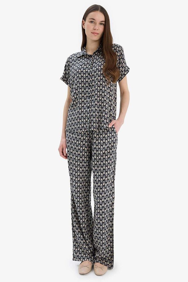 Regular Fit Desenli Esnek Belli Düz Paça Pantolon D8844ax25sp - 3
