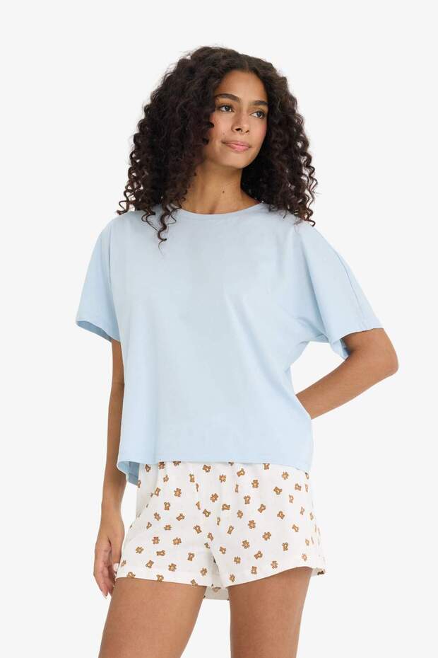 Regular Fit Desenli Şort Pijama Altı-Fall in Love F5922AX25SM - 4