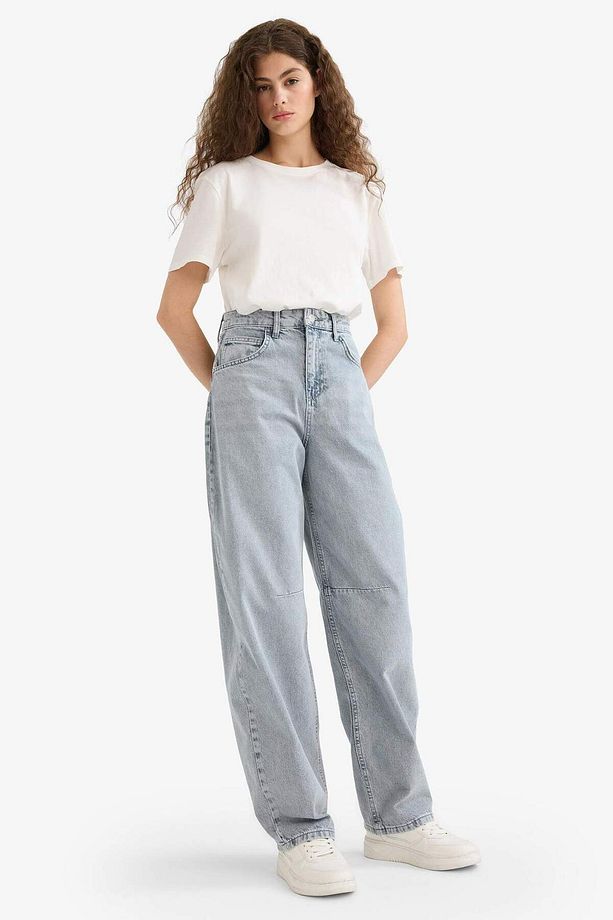 Baggy Fit Yüksek Bel Uzun Jean Yıkamalı Pantolon E3186AX25SP - 3