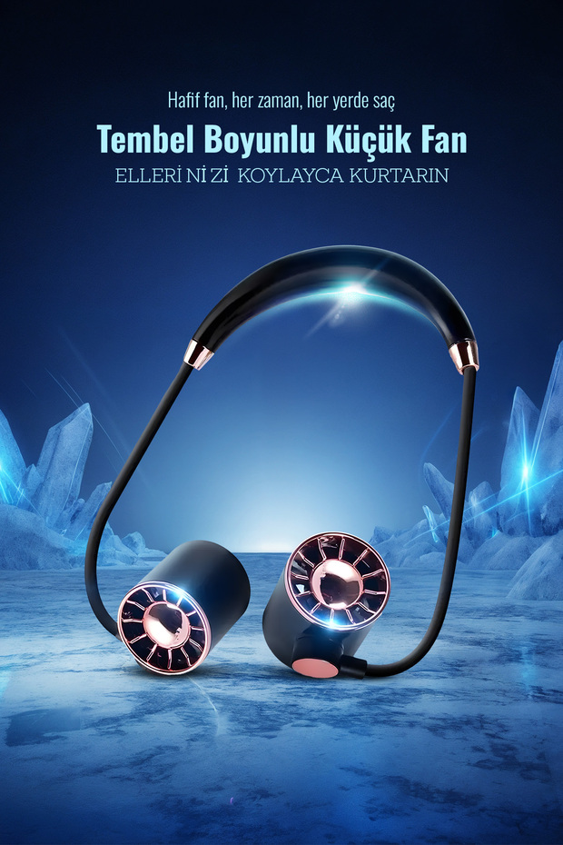 Mini Fan USB Tembel Asılı Boyun Katlanabilir Taşınabilir Küçük Fan Uzun Ömrü Turbo - 5