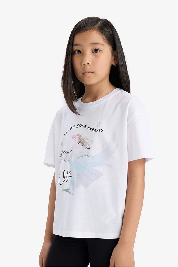Kız Çocuk Frozen Relax Fit Bisiklet Yaka Kısa Kollu Tişört E8166a825hs - 4