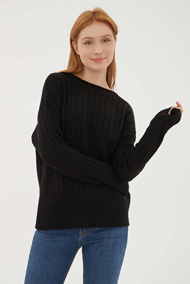 Boat Neck Sweater Black