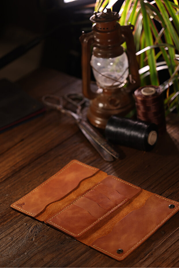 Hakiki Deri El Yapımı Uzun Cüzdan – Unisex Lüks Model - 6