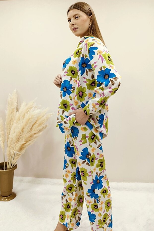 طقم فيسكوز منقوش بالزهور - 4