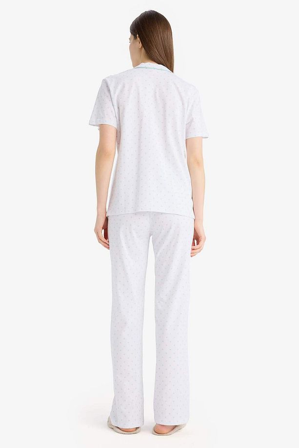 Regular Fit Pijama Takımı Kısa Kollu Üst Beli Lastikli Uzun Alt-Fall in Love E0265AX25SP - 8