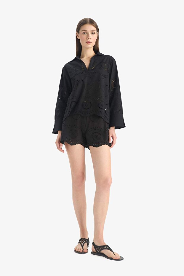 Regular Fit Brode Plaj Gömleği-Fall in Love E0598AX25SM - 2