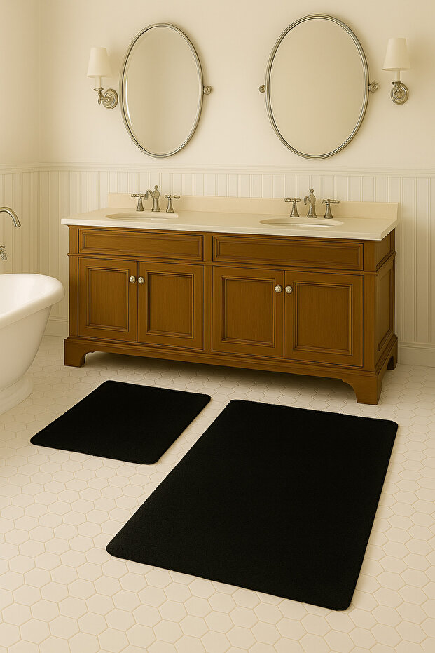 Modern Decorative Non-Slip Base Bathroom Mat Toilet Seat Set 50X80-40X50 cm