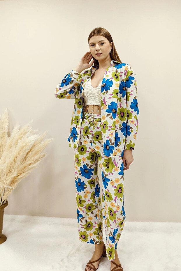 طقم فيسكوز منقوش بالزهور - 3