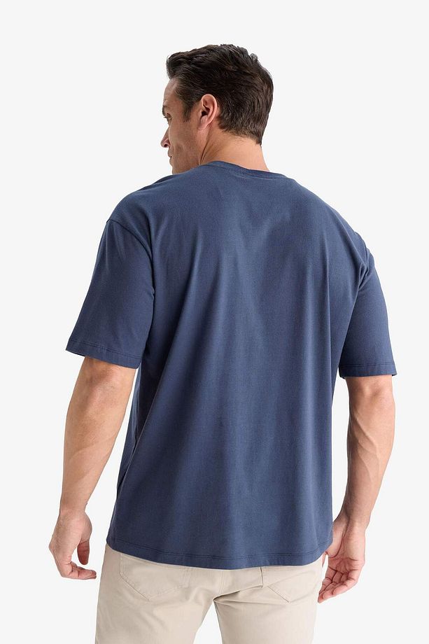 %100 Pamuk Oversize Geniş Kalıp Bisiklet Yaka Basic Düz Kısa Kollu Tişört T7037az25sm - 6