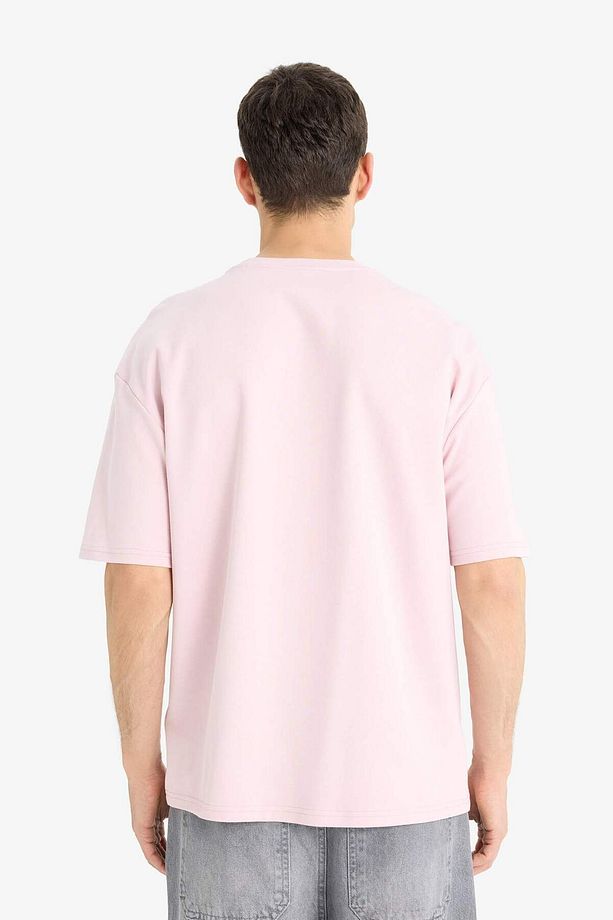 Oversize Geniş Kalıp Bisiklet Yaka Basic Düz Kısa Kollu Tişört E9798AX25SP - 6