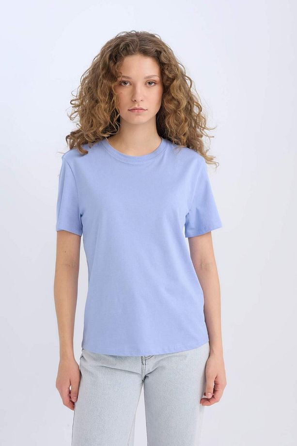 Regular Fit Bisiklet Yaka Basic Düz Kısa Kollu Tişört D9592AX25SM - 1