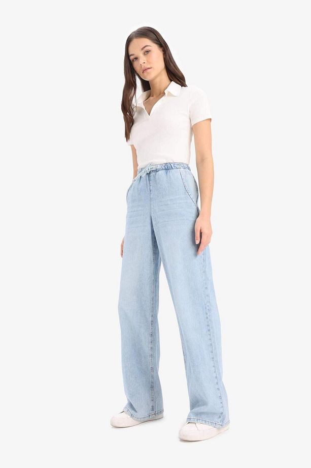 Yüksek Bel Geniş Paça Uzun Yumuşak Jean Pantolon E1703ax25sm - 3