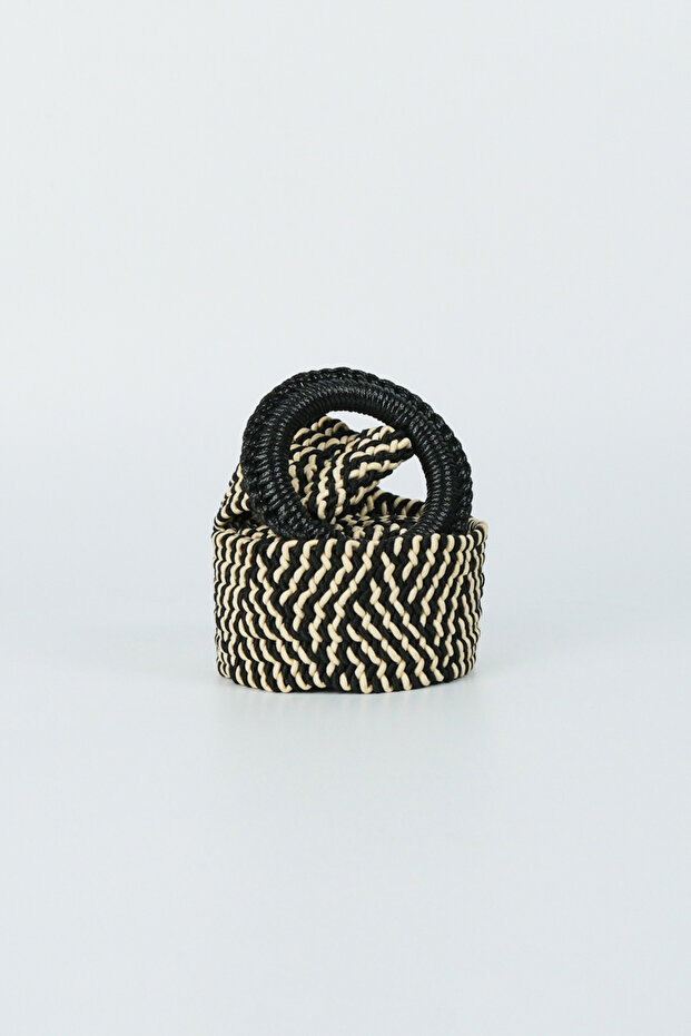 Black and White Braided Belt