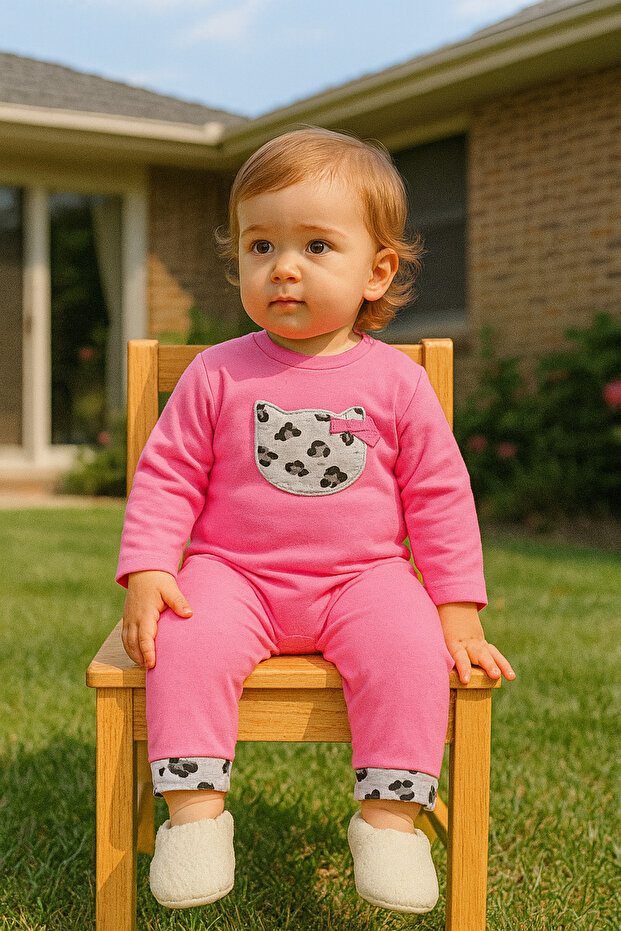 Embroidered Non-Booties Cotton Baby Girl Jumpsuit