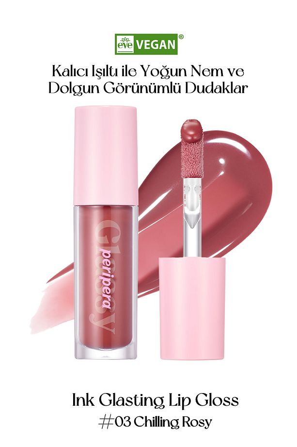 Dudaklara Dolgun ve Işıltılı Görünüm Sunan Gloss PERIPERA Ink Glasting Lip Gloss (3 Chilling Rosy) - 3