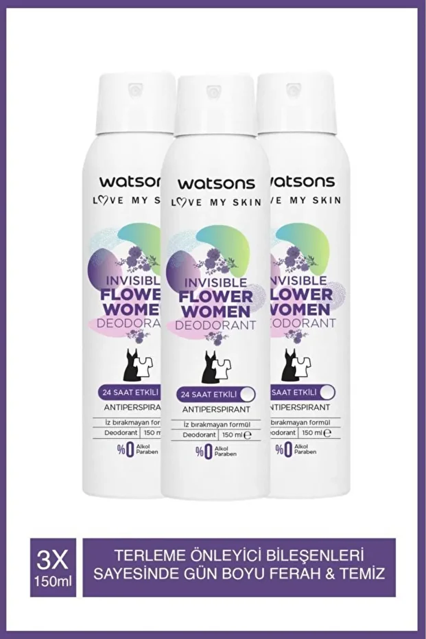 Invisible Flower Deodorant Sprey 150 ml X 3 Adet - 1