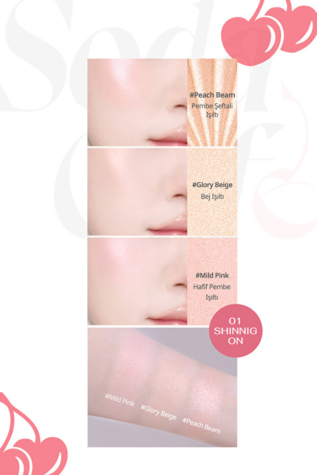 Peripera V Highlighter - Illuminator Palette with Pearl Lights (001 Shining on) - 2